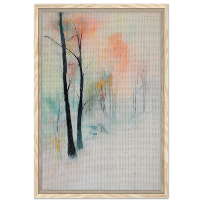 Abstract painting of trees in misty pastel colors for Dreamwave Forest Gossamer