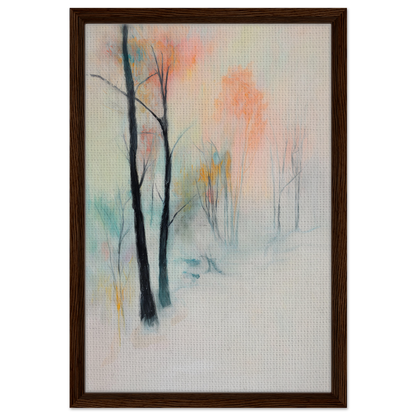 Abstract painting of bare trees in misty pastel colors for Dreamwave Forest Gossamer