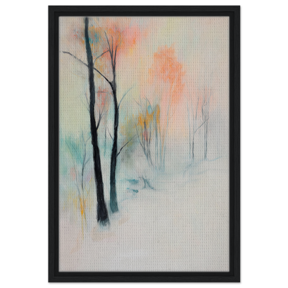 Abstract painting of bare trees in pastel colors for Dreamwave Forest Gossamer room decor