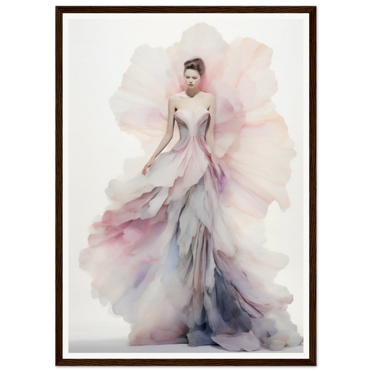 Watercolor painting of a woman in a flowing, ethereal gown.