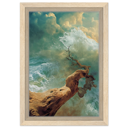 Gnarled tree branch emerging from waves, ideal for Driftwood Anarchy Whorl room decor