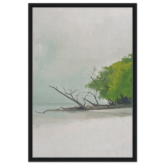 Framed painting of a misty landscape exemplifying Driftwood Dance room decor