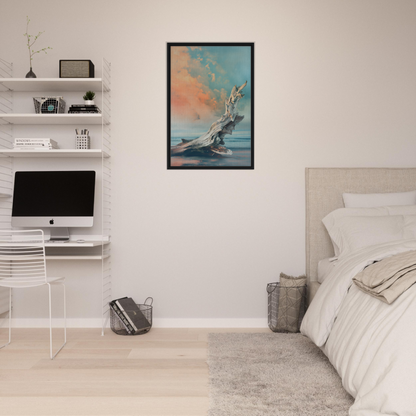 Framed canvas print of Driftwood Miragesauté with swirling pastel abstract art