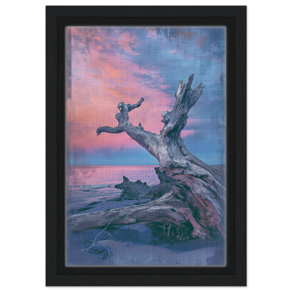 Gnarled driftwood branch at sunset on Driftwood’s Eternity Canvas for elegant room decor