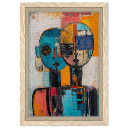 Abstract painting of merged faces in bold colors on Dual Serenity Canvas for elegant room decor