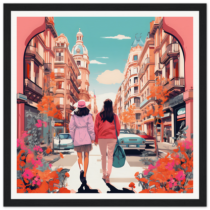 Two friends enjoying a Jazzed Urban Reverie stroll in a charming European city