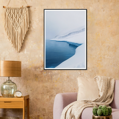 Living room with framed wall art of a snowy landscape, enhancing the stylish interior design.