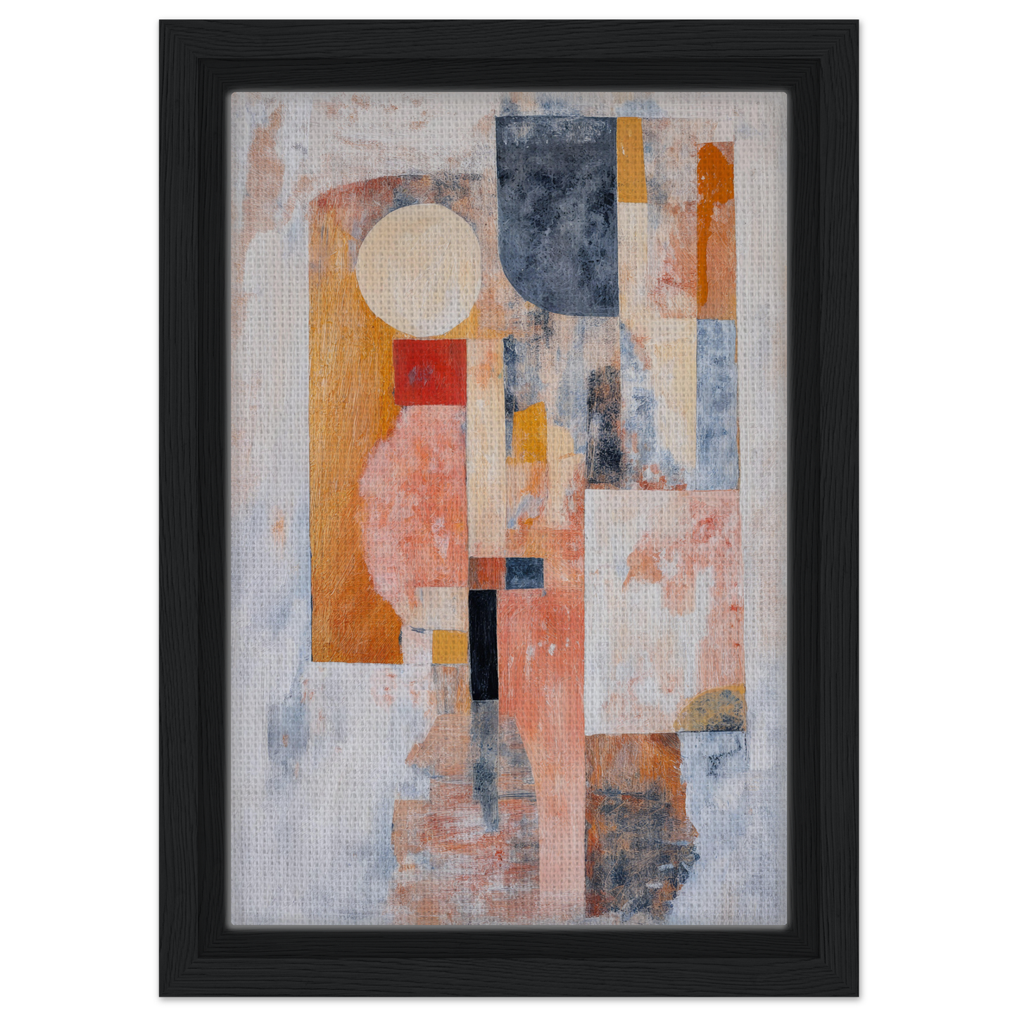 Abstract painting with geometric shapes and muted colors for Ecstasy Geometry Dreams room decor