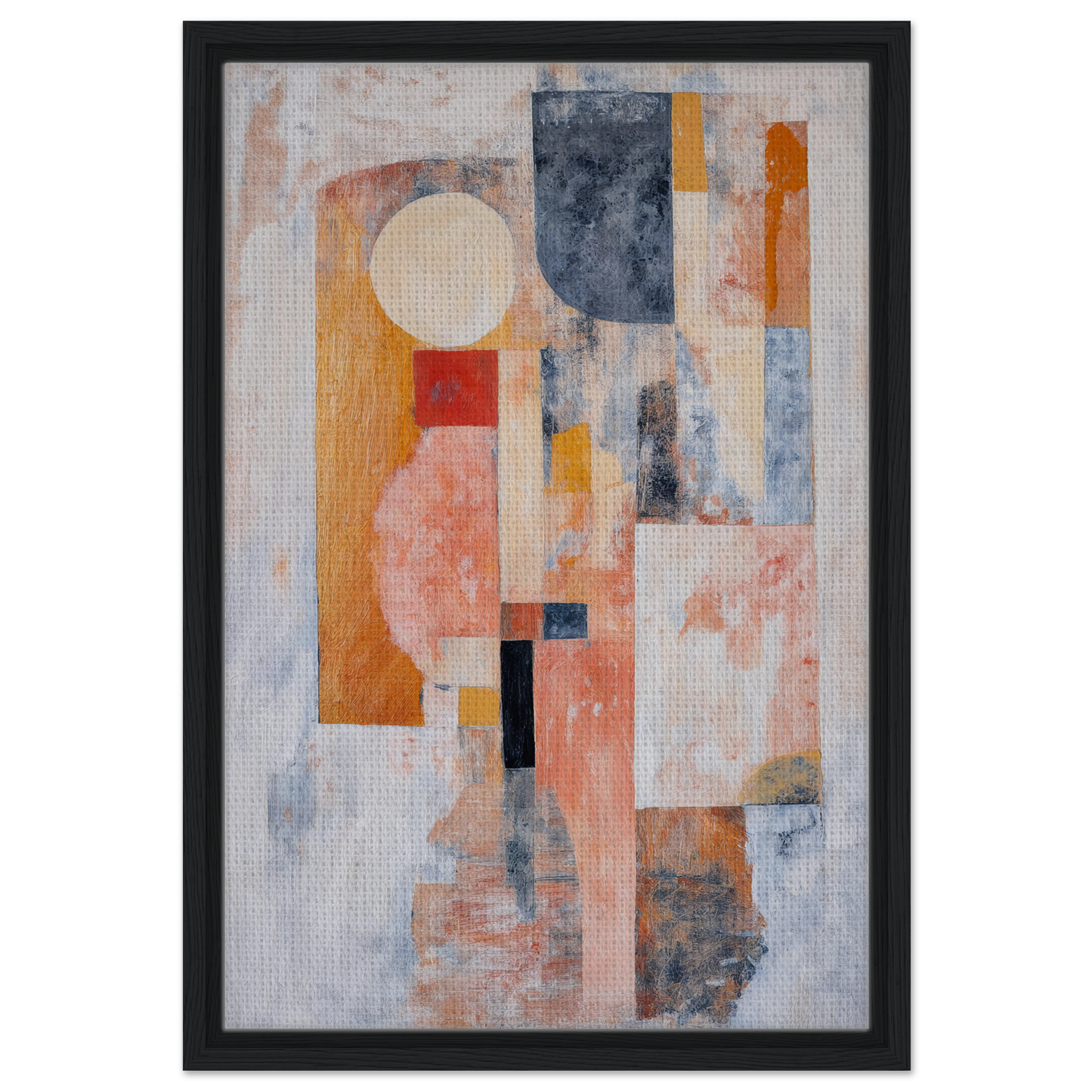 Abstract painting of geometric shapes in pastel colors for Ecstasy Geometry Dreams framed canvas print