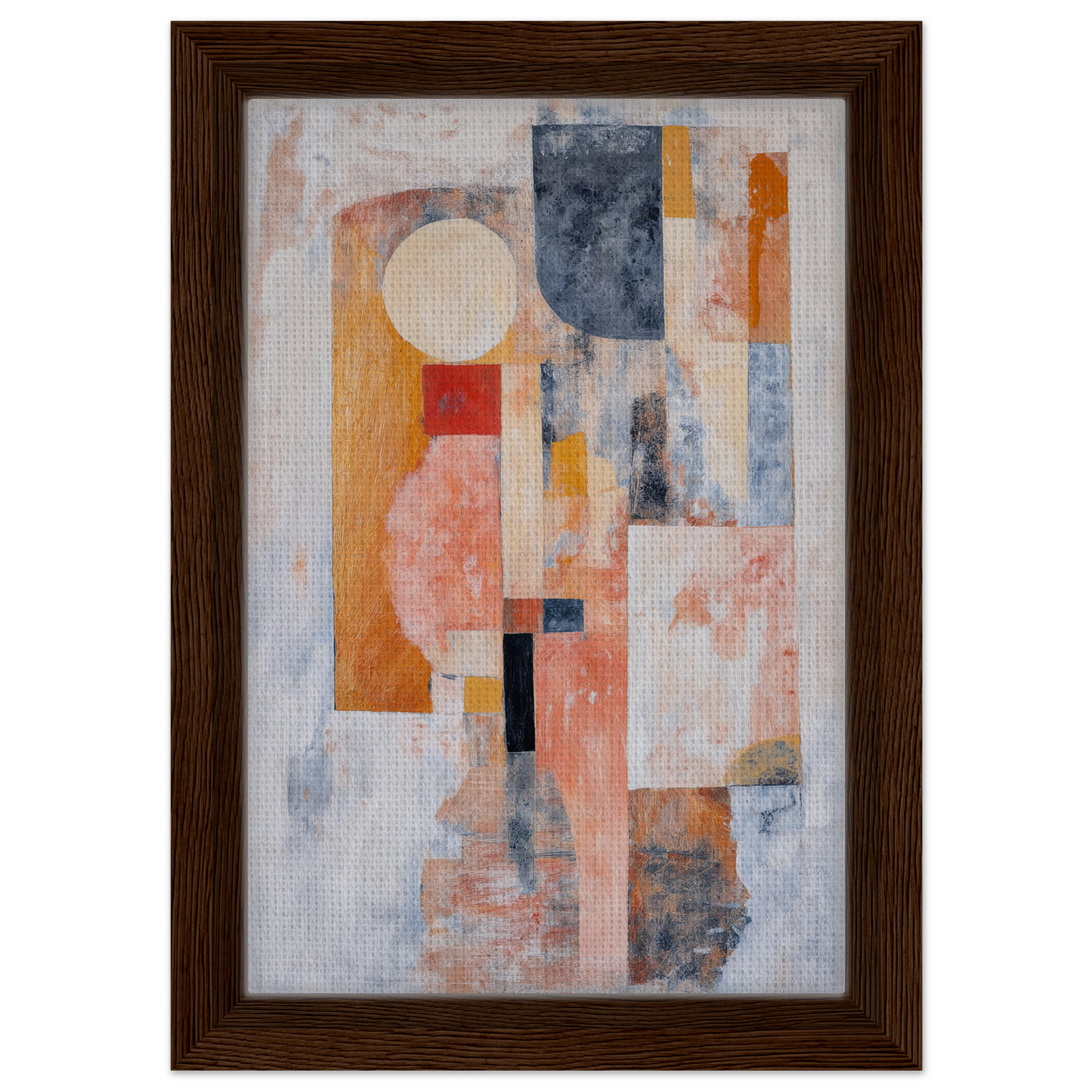 Abstract painting with geometric shapes in muted pastels, ideal for Ecstasy Geometry Dreams room decor