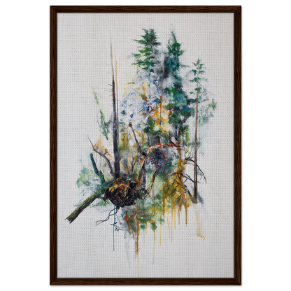 Watercolor painting of trees and foliage in Ecstasy’s Timeless Boughs framed canvas print