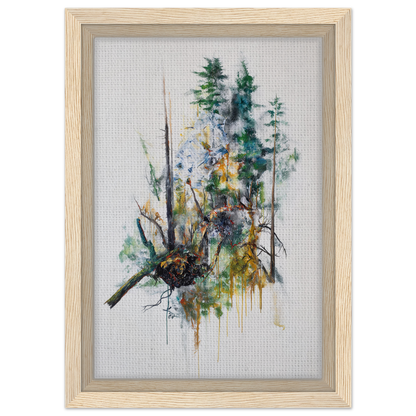 Framed canvas print of a bird in foliage titled Ecstasy’s Timeless Boughs