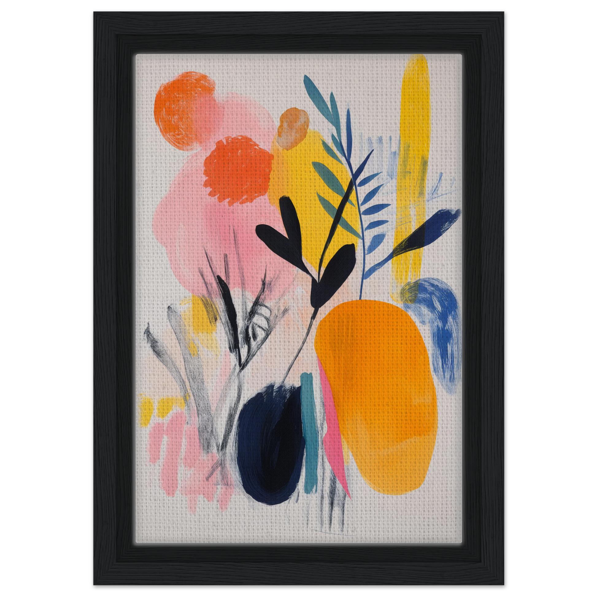 Abstract painting of vibrant floral shapes in Ecstatic Foliage Revelations framed canvas art