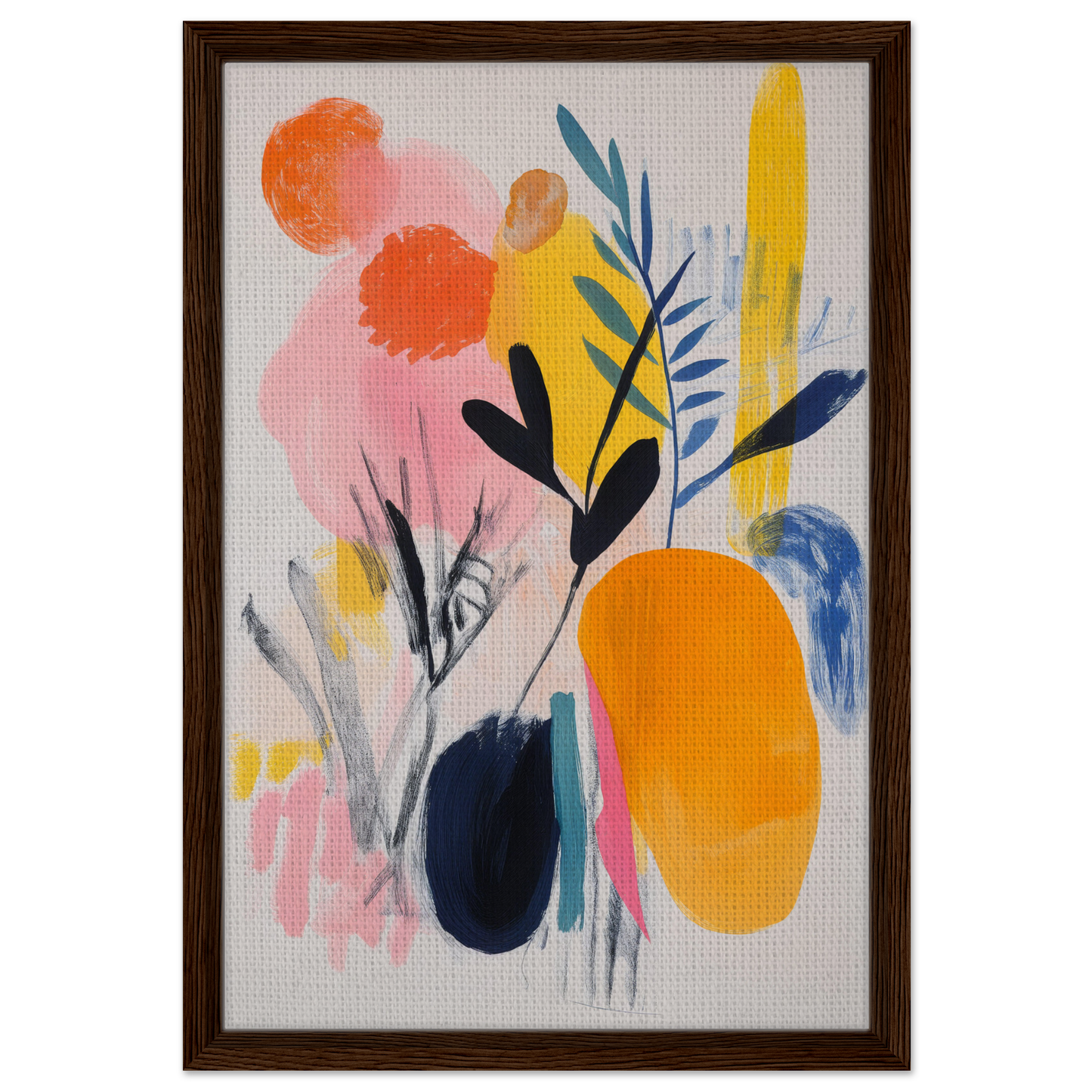 Abstract painting of vibrant organic shapes in Ecstatic Foliage Revelations framed canvas art