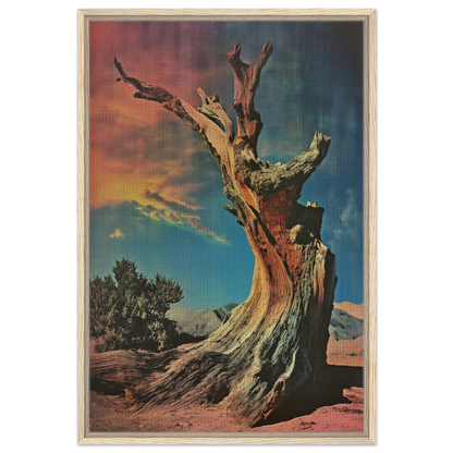 Gnarled dead tree with bare branches, featured in Ecstatic Tree Reverie framed canvas print