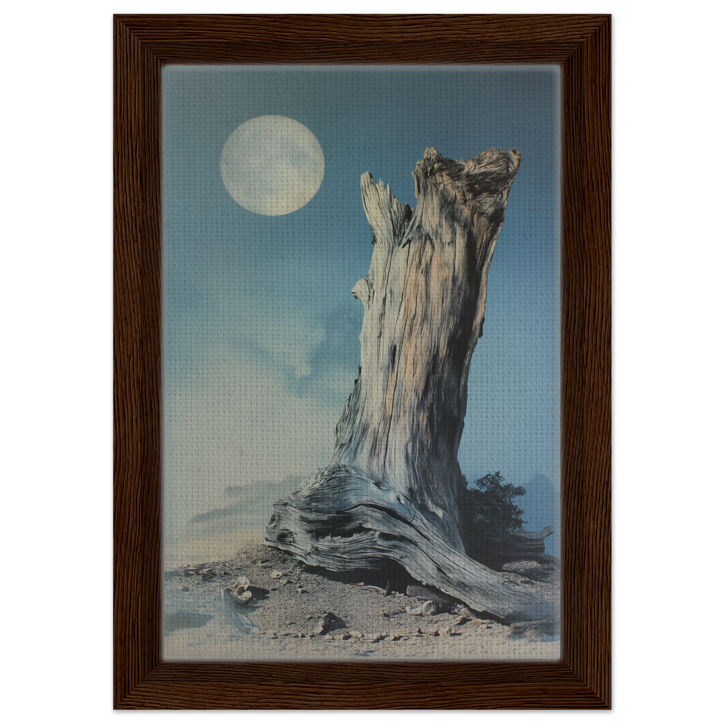 Weathered tree stump under a full moon in Ecstatic Wilderness Dreams room decor