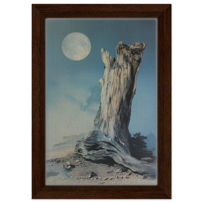 Weathered tree stump under a full moon in Ecstatic Wilderness Dreams room decor