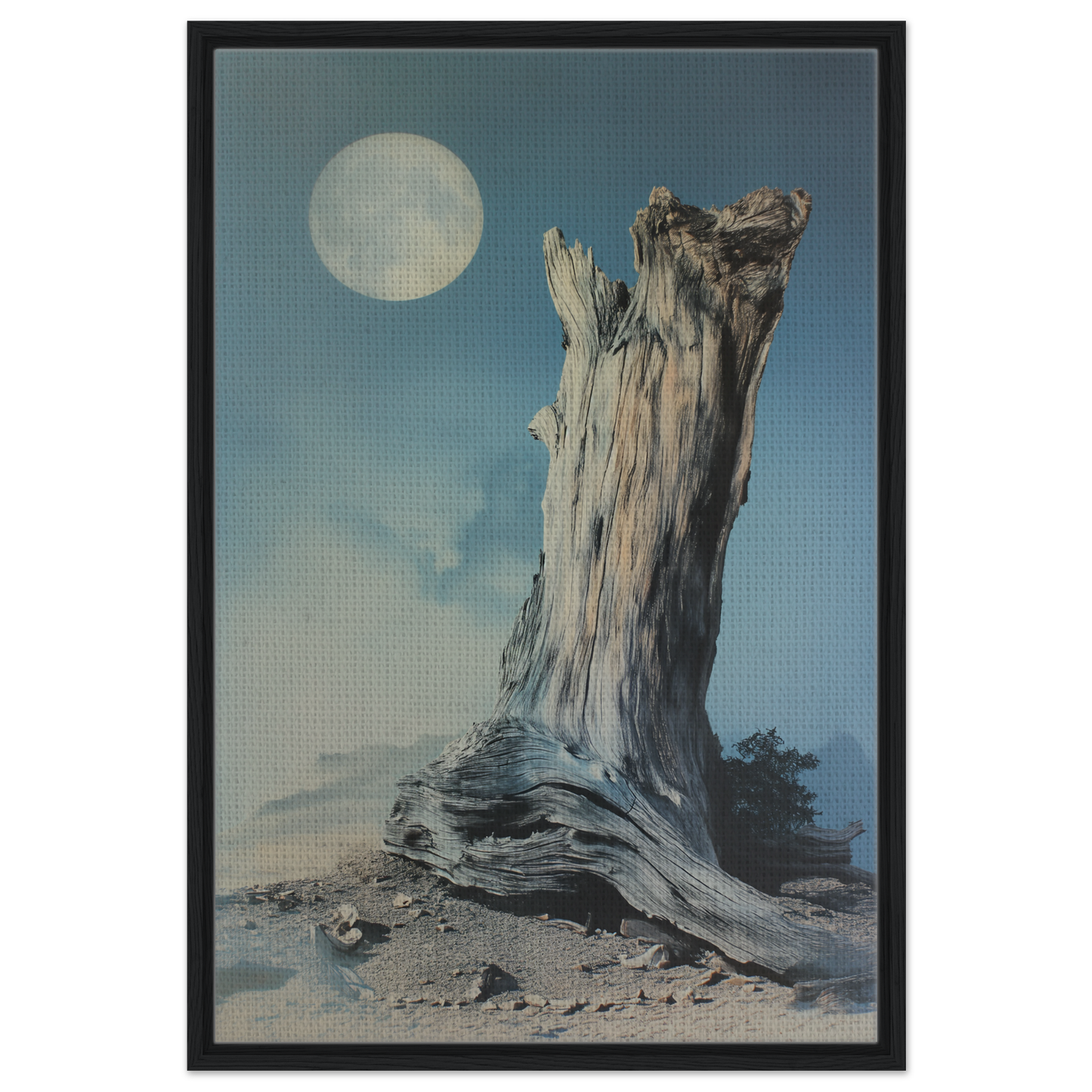 Weathered tree stump under a full moon for Ecstatic Wilderness Dreams room decor