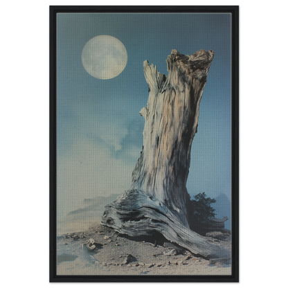 Weathered tree stump under a full moon for Ecstatic Wilderness Dreams room decor