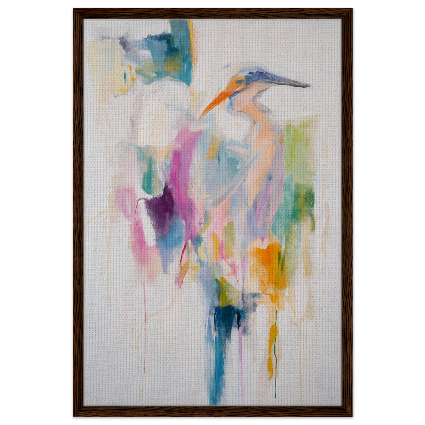 Abstract painting of a heron in pastel colors for Effervescent Avian Dreams room decor