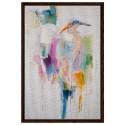 Abstract painting of a heron in pastel colors for Effervescent Avian Dreams room decor