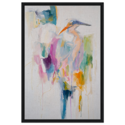 Abstract heron painting with pastel colors in Effervescent Avian Dreams room decor