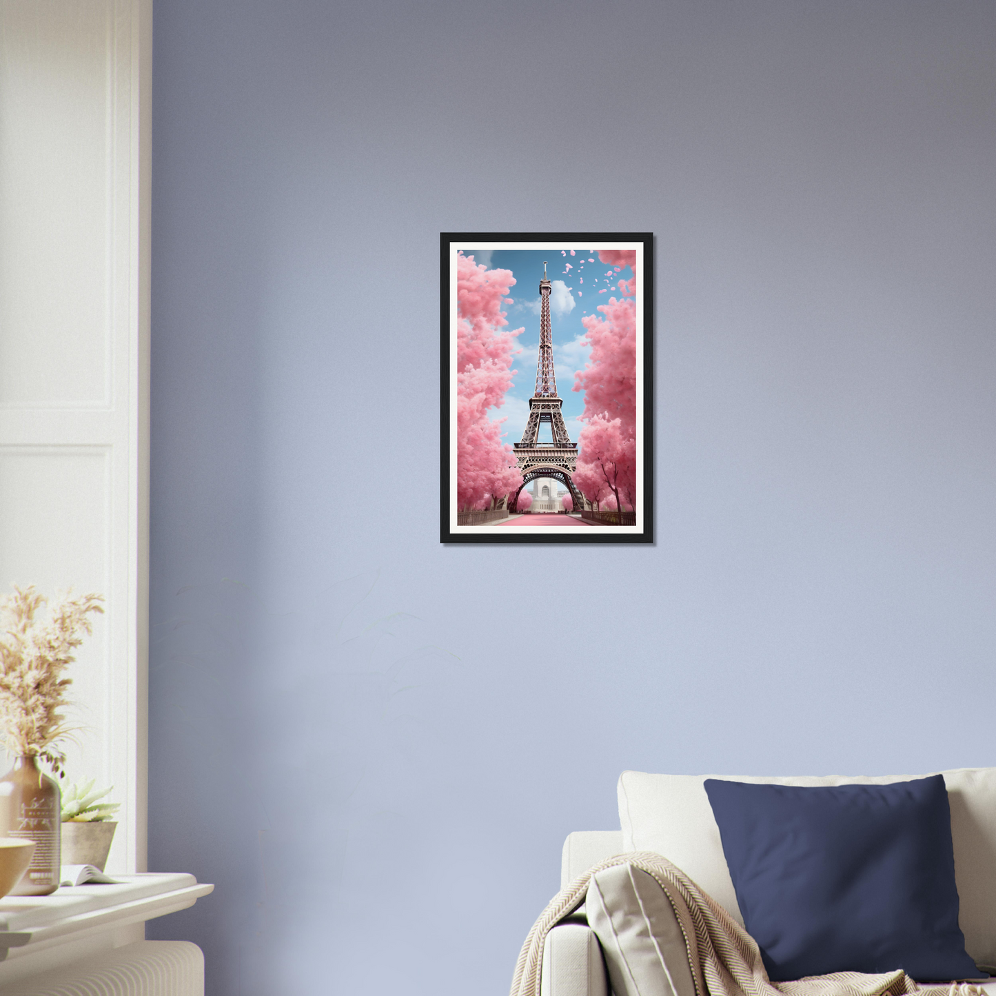 Eiff tower in paris, france framed art print displayed on a wall