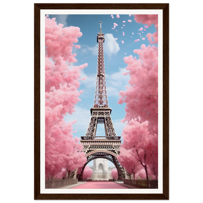 The eiff tower in paris with pink clouds