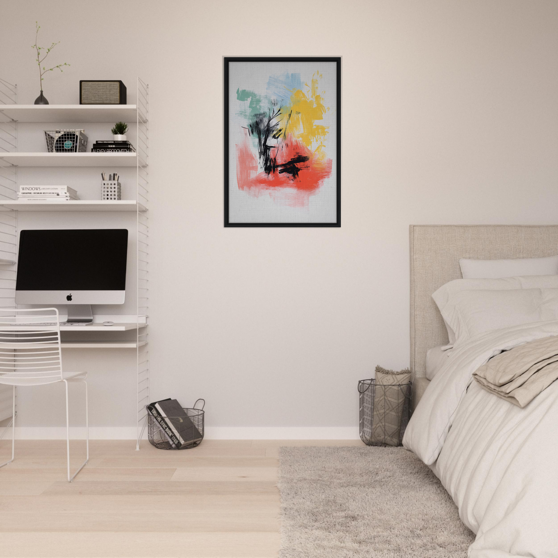 Abstract watercolor painting in a black frame from Electric Chaos Harmony collection