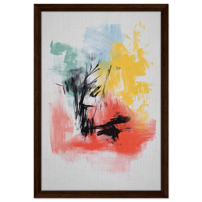 Abstract painting in vibrant colors, framed canvas print titled Electric Chaos Harmony