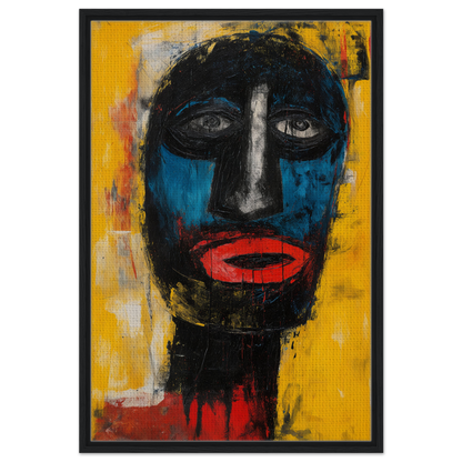 Abstract portrait featuring bold colors and contrasts from Electric Sapphire Gazes for room decor