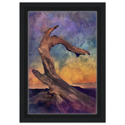 Twisted driftwood shaped like a branch, featured in Elemental Reverie framed canvas print