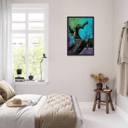 Bedroom showcasing Elysian Roots Yearning art piece as stylish room decor