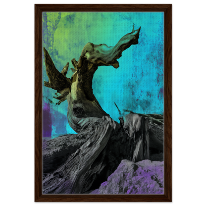 Gnarled tree trunk with bare branches in Elysian Roots Yearning room decor design