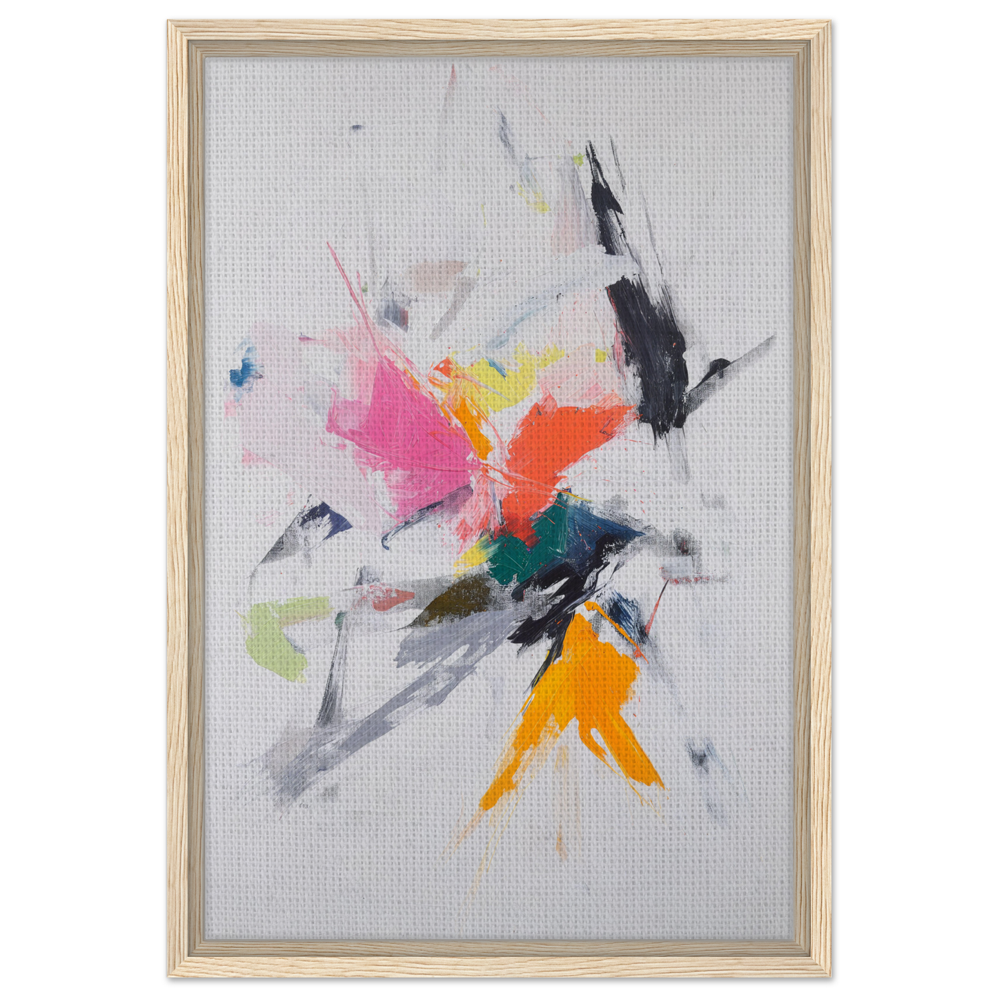 Abstract painting with colorful splashes for Emergent Ecstasy Euphony room decor