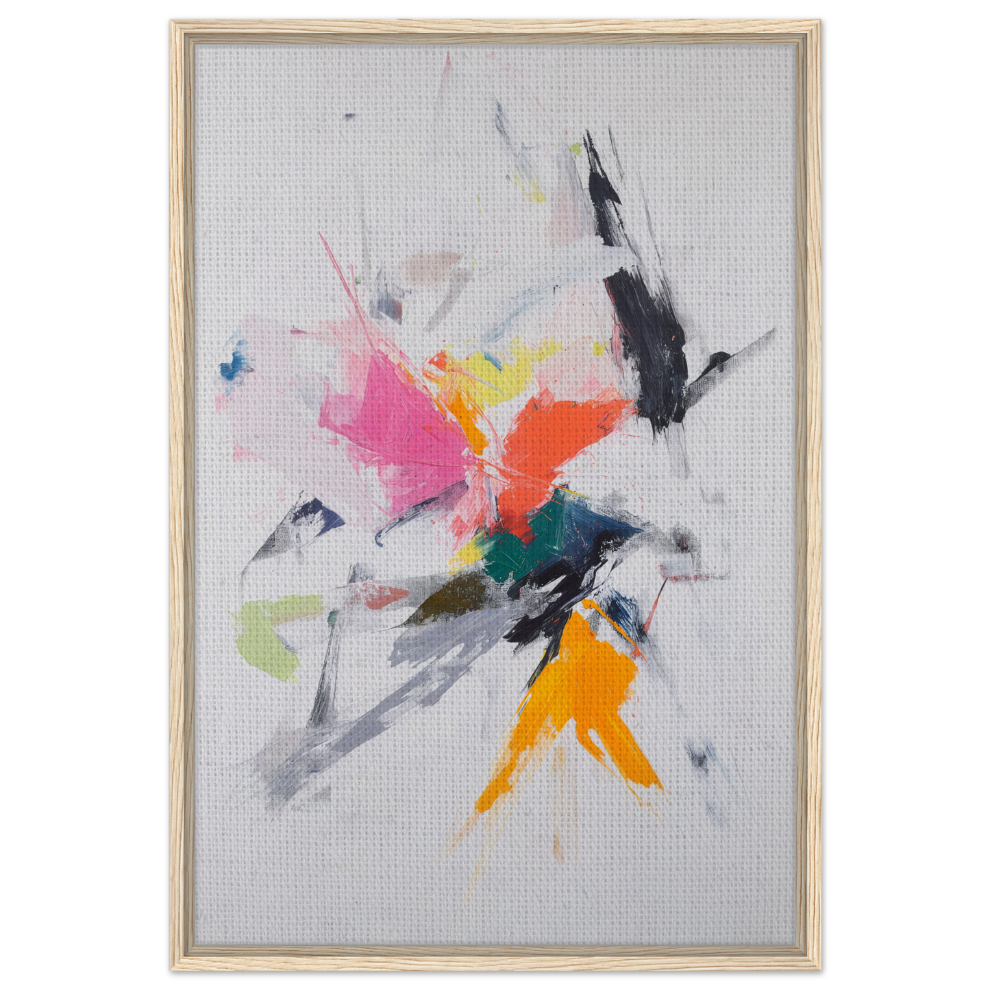 Abstract painting with vibrant splashes for Emergent Ecstasy Euphony room decor