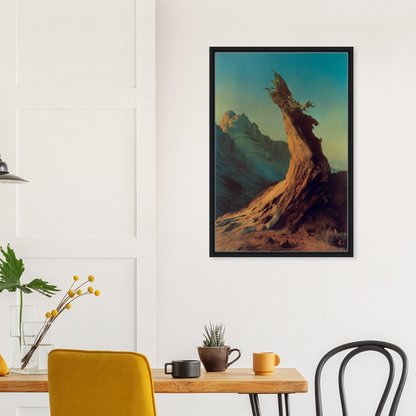 Framed canvas print of Enduring Sentinel’s Waltz featuring a gnarled tree and surreal sky