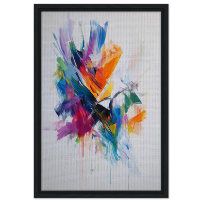 Colorful abstract painting in black frame, perfect for Energetic Color Odyssey room decor