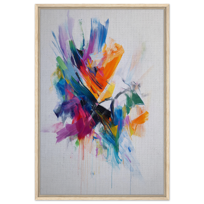 Abstract painting of vibrant brushstrokes in Energetic Color Odyssey framed canvas art