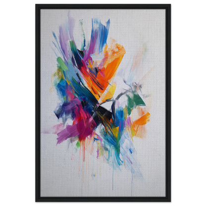 Vibrant abstract painting in Energetic Color Odyssey framed canvas art with colorful hues