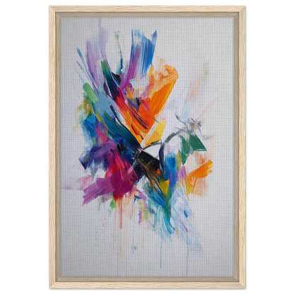 Vibrant abstract painting showcasing vivid brushstrokes in Energetic Color Odyssey framed canvas art