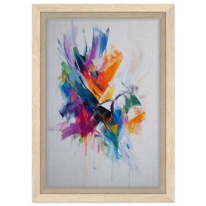 Energetic Color Odyssey vibrant abstract painting in a stylish wooden frame