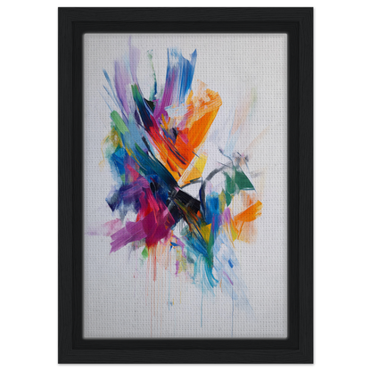 Vibrant abstract painting in a black frame, perfect for Energetic Color Odyssey room decor