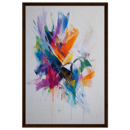 Vibrant abstract painting showcasing energetic color odyssey in framed canvas art