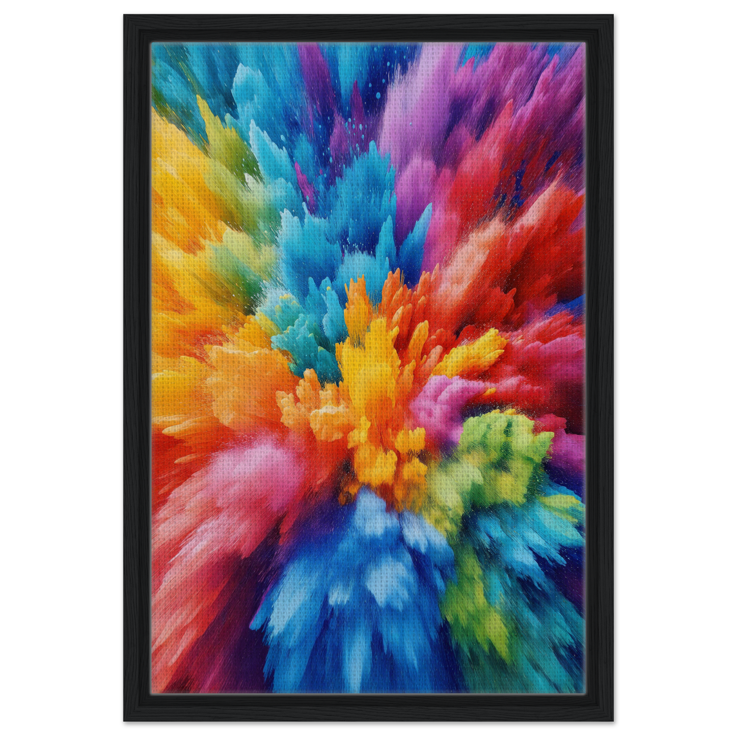 Vibrant abstract painting in Energetic Hue Symphony framed canvas print by Fashion Oracle™