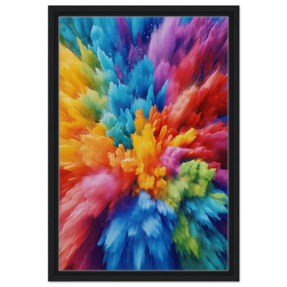 Vibrant abstract painting in Energetic Hue Symphony framed canvas print by Fashion Oracle™