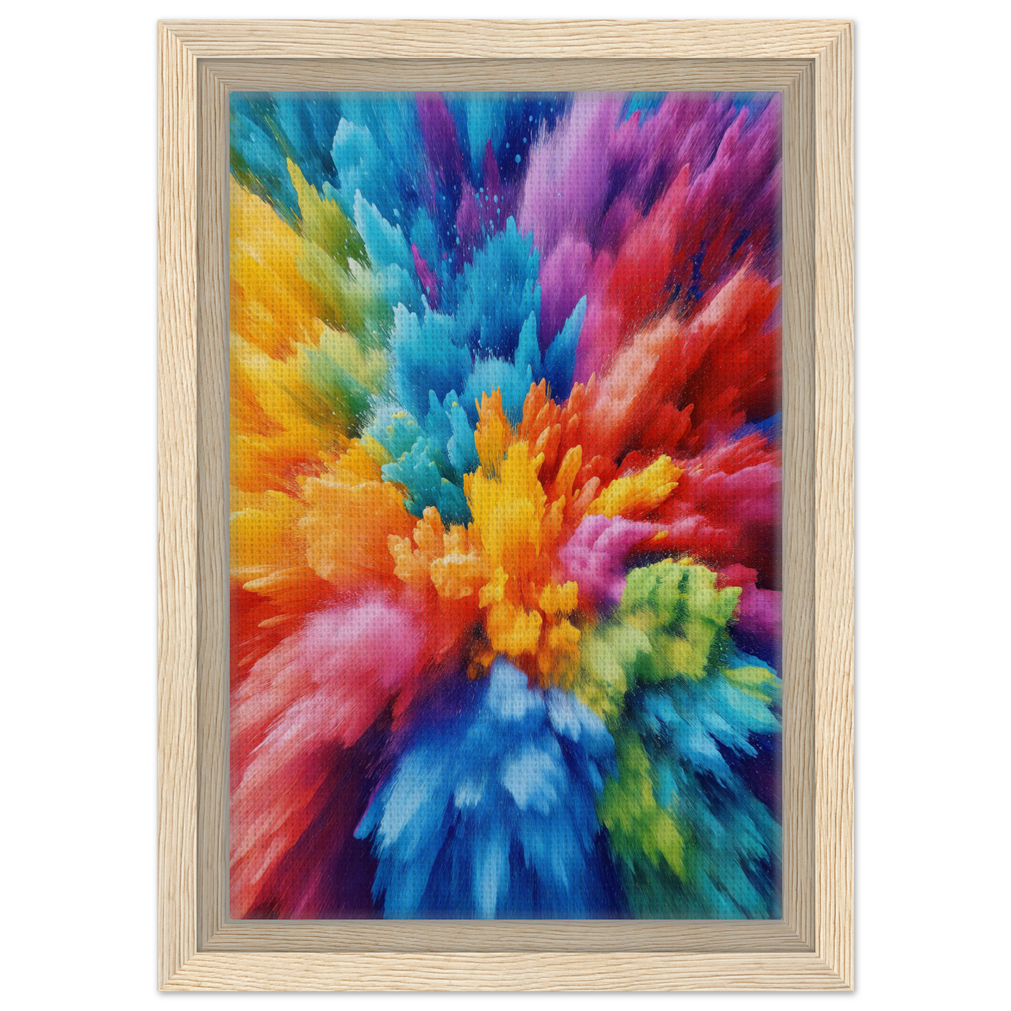 Vibrant abstract painting Energetic Hue Symphony enhances room decor with colorful brushstrokes