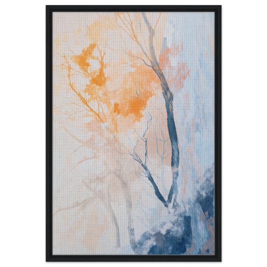 Abstract painting of a tree with orange foliage and blue undertones for Ephemeral Arboreal Reverie