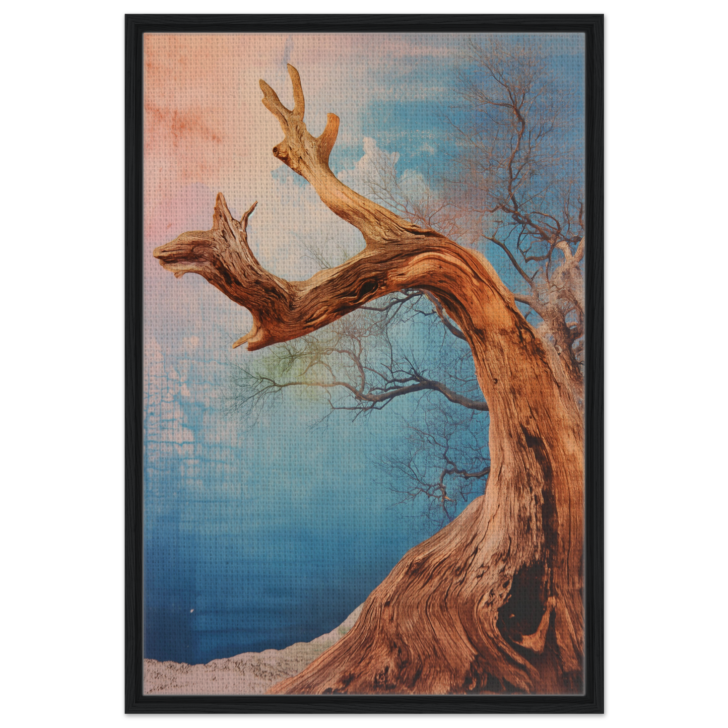 Twisted gnarled tree bare branches framed canvas wall art Ephemeral Arboreal Symphony