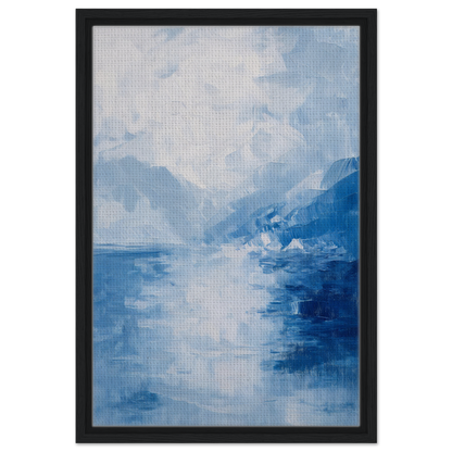 Abstract painting of a misty blue landscape for the Ephemeral Blue Solitude framed canvas print